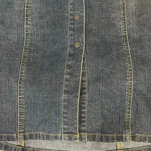 Vintage OLD NAVY Sz 12 Y2K Jean Dress Snap Front Brest Pockets Spandex Denim - Picture 7 of 8